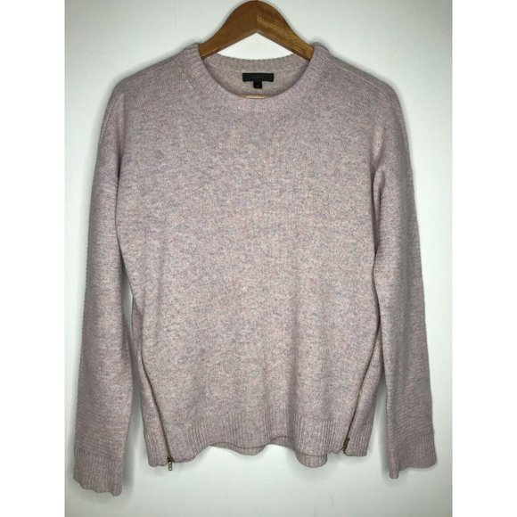J. Crew Women's Small Pink Lavender 100% Wool Sweater with Full Side Zip - Picture 1 of 11